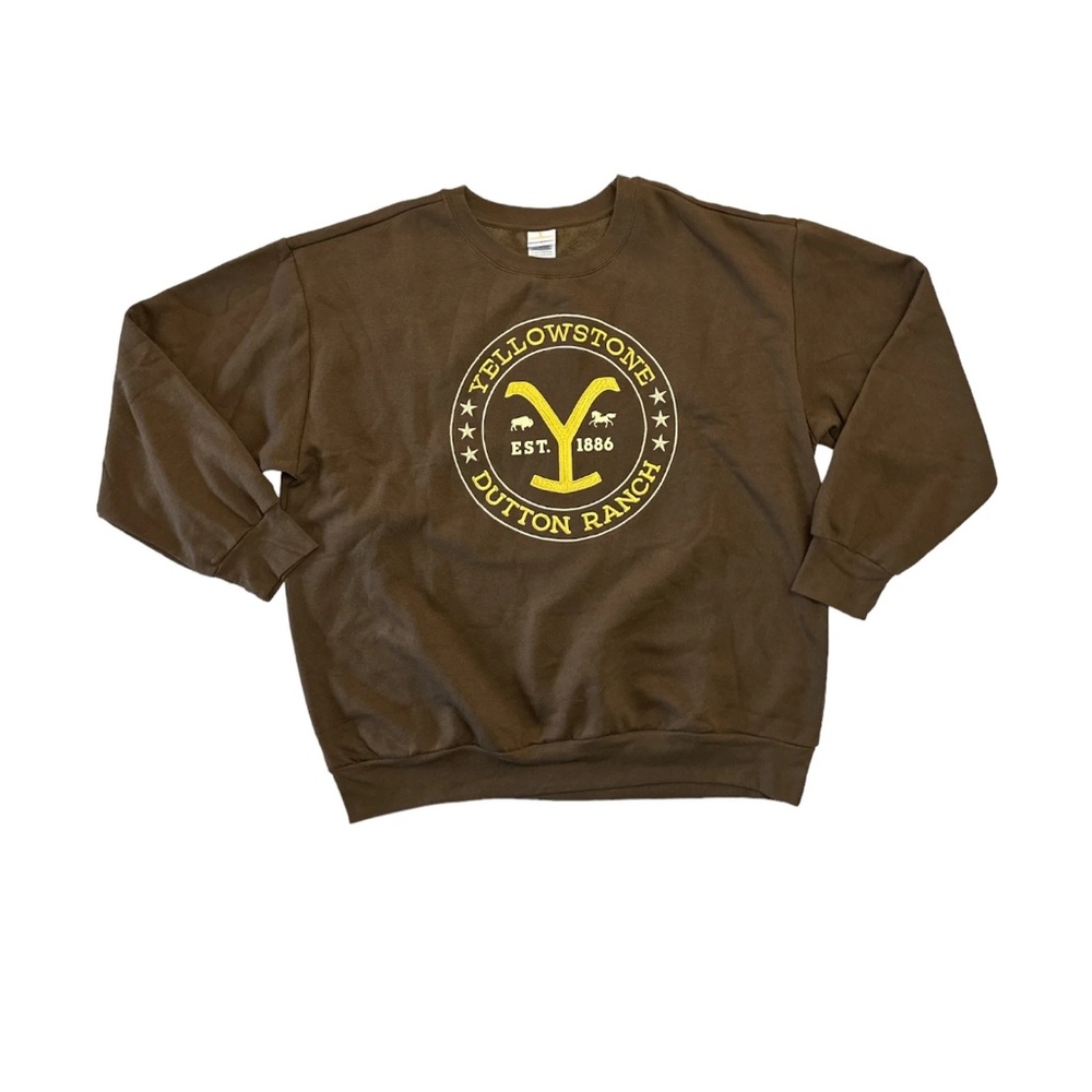 Yellowstone Dutton Ranch Brown Logo Crewneck Sweatshirt